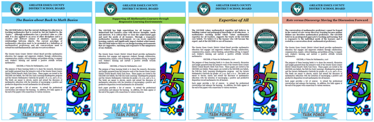 La vision des mathématiques de la GECDSB, de leur enseignement et de leur apprentissage